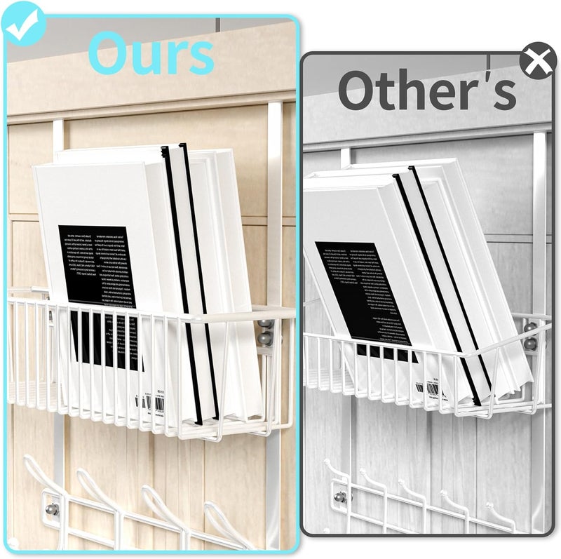 Kaiferty Over The Door Hooks Organizer,Door Hanger Door Storage with Basket,Over The Door Towel Rack Coat Hooks with 12 Hooks,for Bathroom,Bedroom,Kitchen,Office,Apartment(White) - Image 4